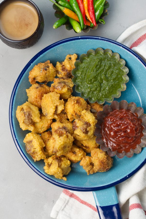 crispy potato lentil fritters with chutney