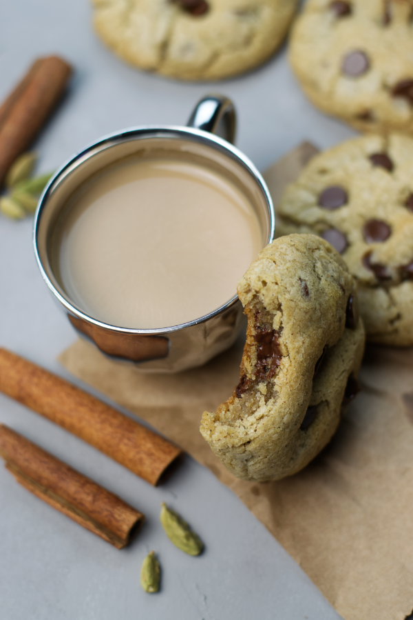 masala chai chocolate chip cookies fall spiced